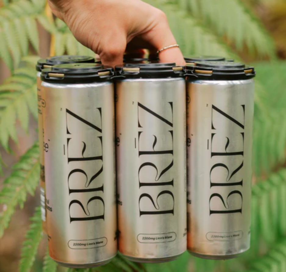 BREZ Lion’s Mane Mushroom Drink – Sparkling Adaptogenic Beverage for Clarity & Mood Support