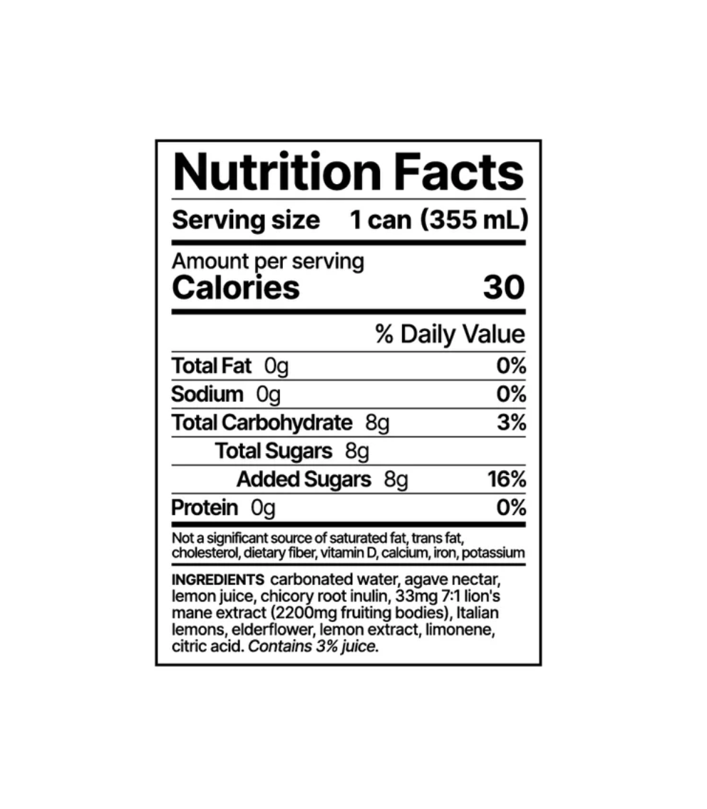 BREZ Lion’s Mane Mushroom Drink – Sparkling Adaptogenic Beverage for Clarity & Mood Support