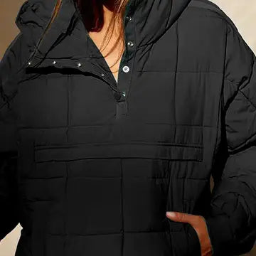 PRE-ORDER: QUILTED PULLOVER JACKET WITH HOOD