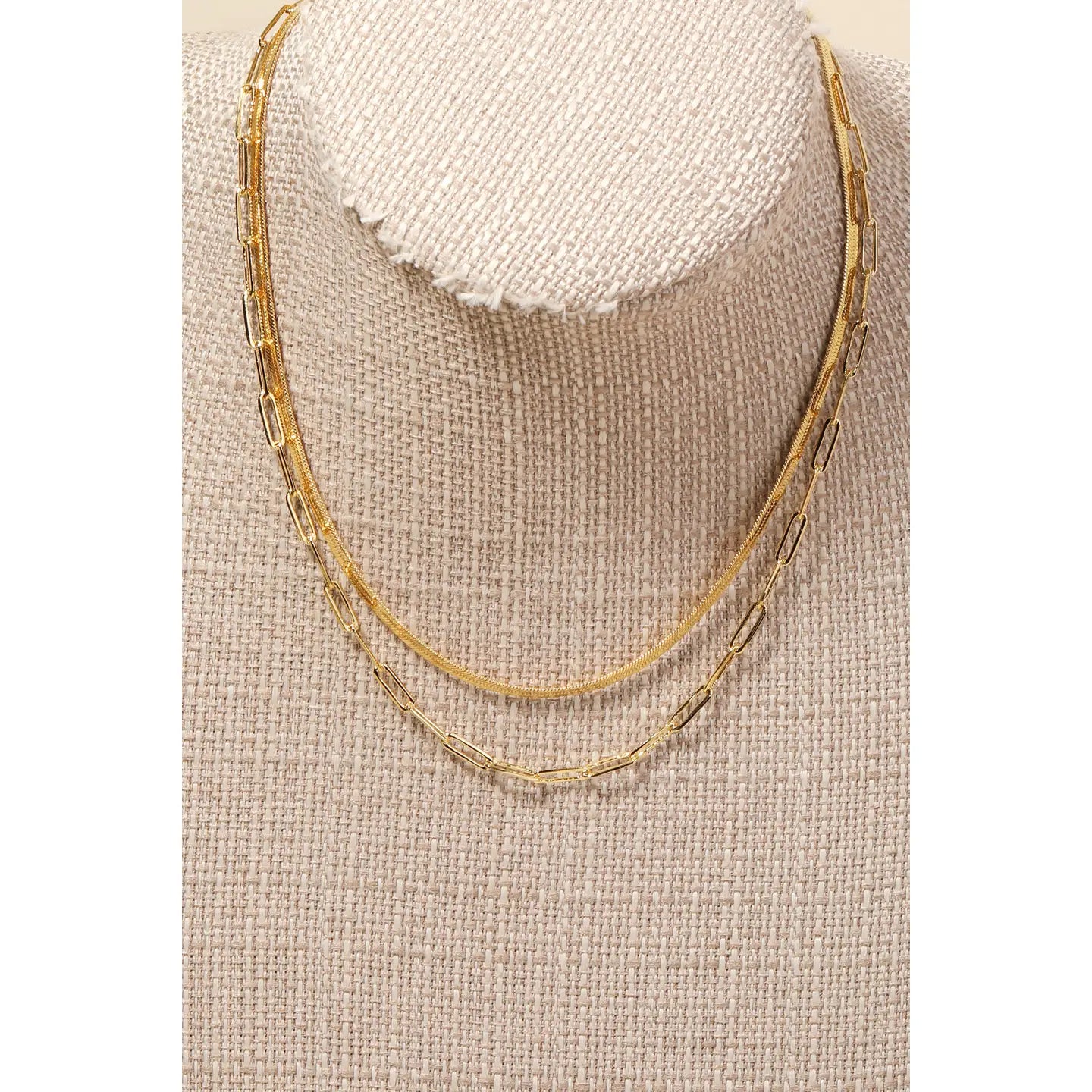 Snake and Oval Layered Necklace