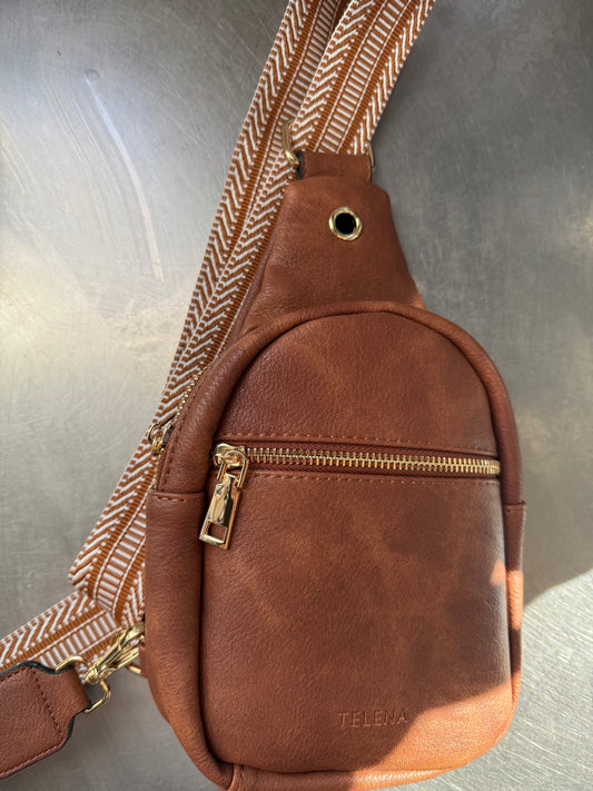The Lennox Crossbody – Caramel Vegan Leather